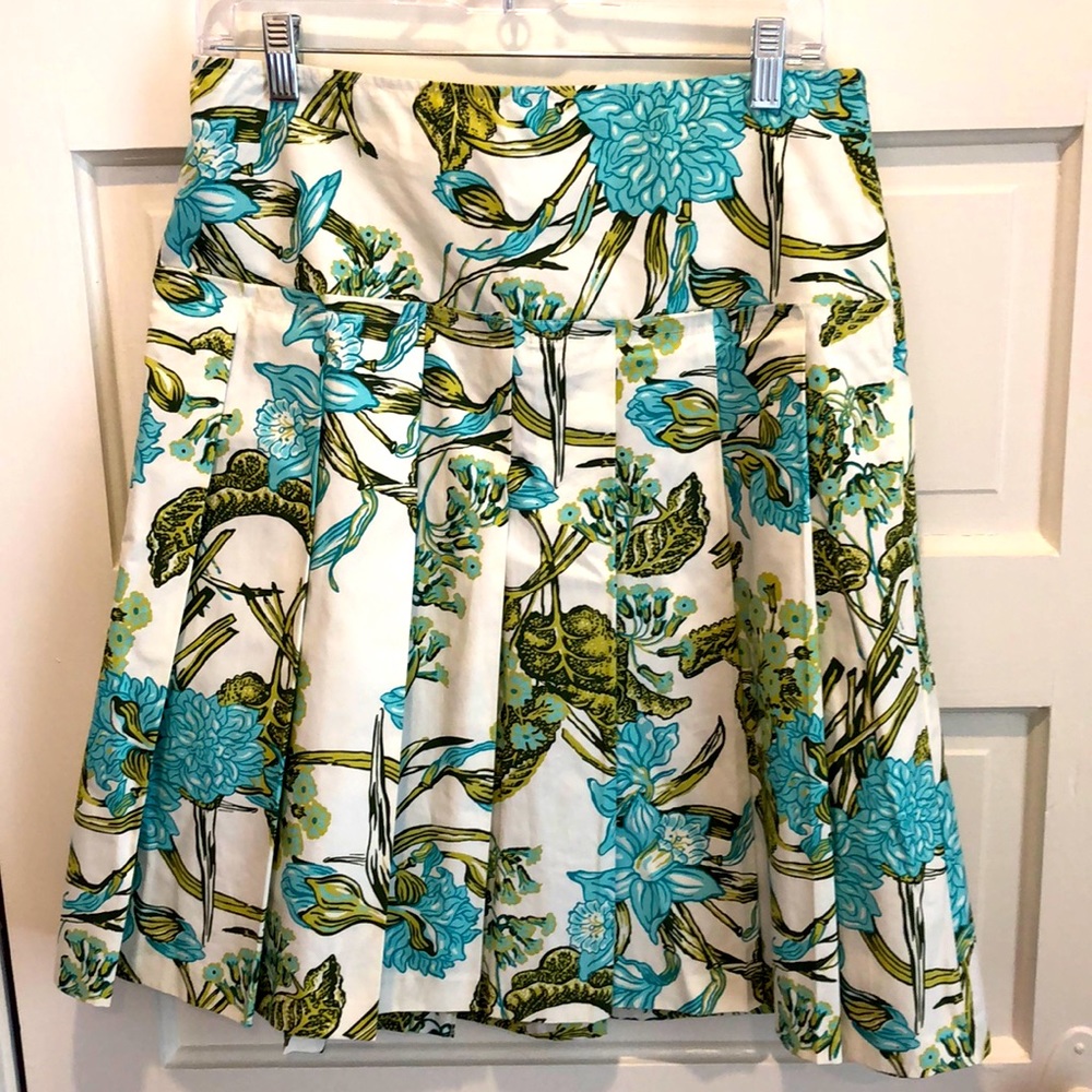 Loft floral botanical pleated ladylike skirt 8
